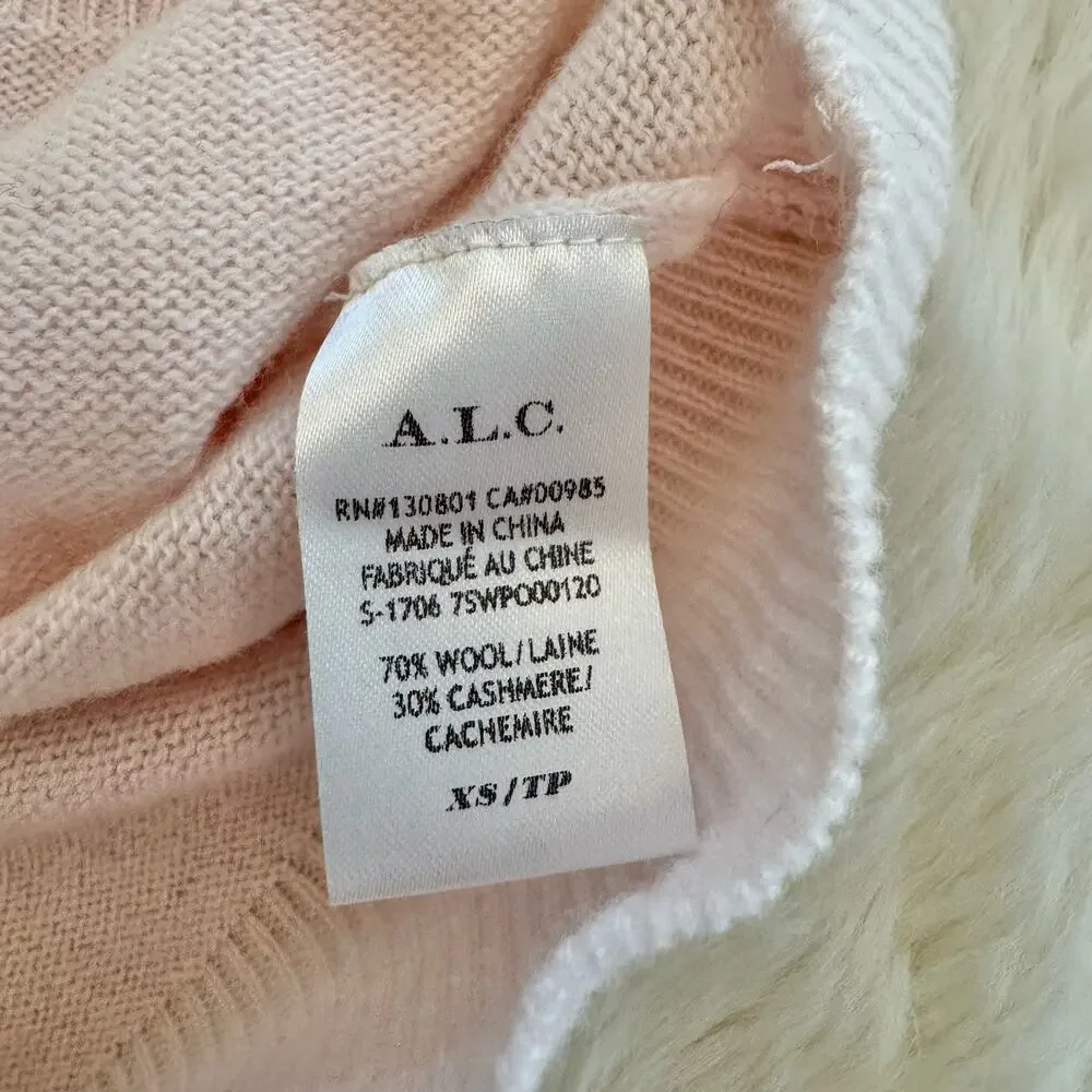 A.L.C. Pink Twist Cut Out Wool Cashmere Sweater XS